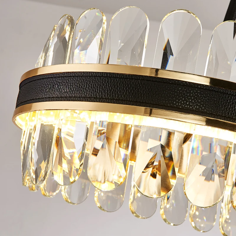 

LED Postmodern Chandelier Round Oval Crystal Chandeliers Lighting Lustre Suspension Luminaire Lampen for Dinning Room