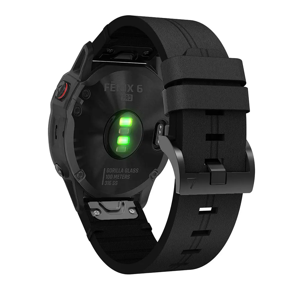 Ремешок кожаный для Garmin Fenix 6/6X сменный быстросъемный браслет смарт-часов 5/5 Plus/5X 22