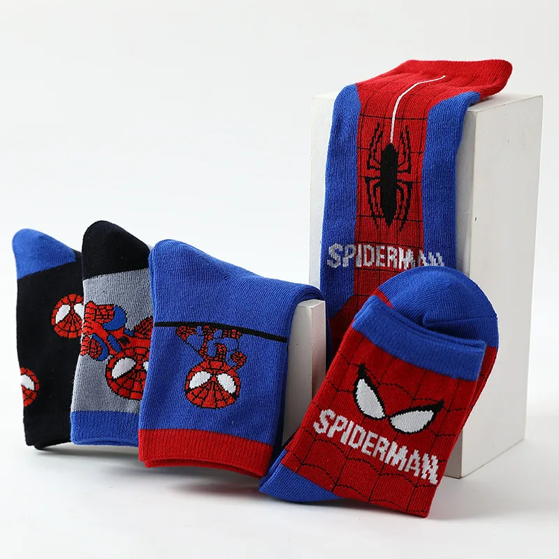 5Pairs Disney Baby Socks Spiderman Cartoon Anime Cotton Boys Tube Children Autumn Winter Accessories Gift | Детская одежда и обувь