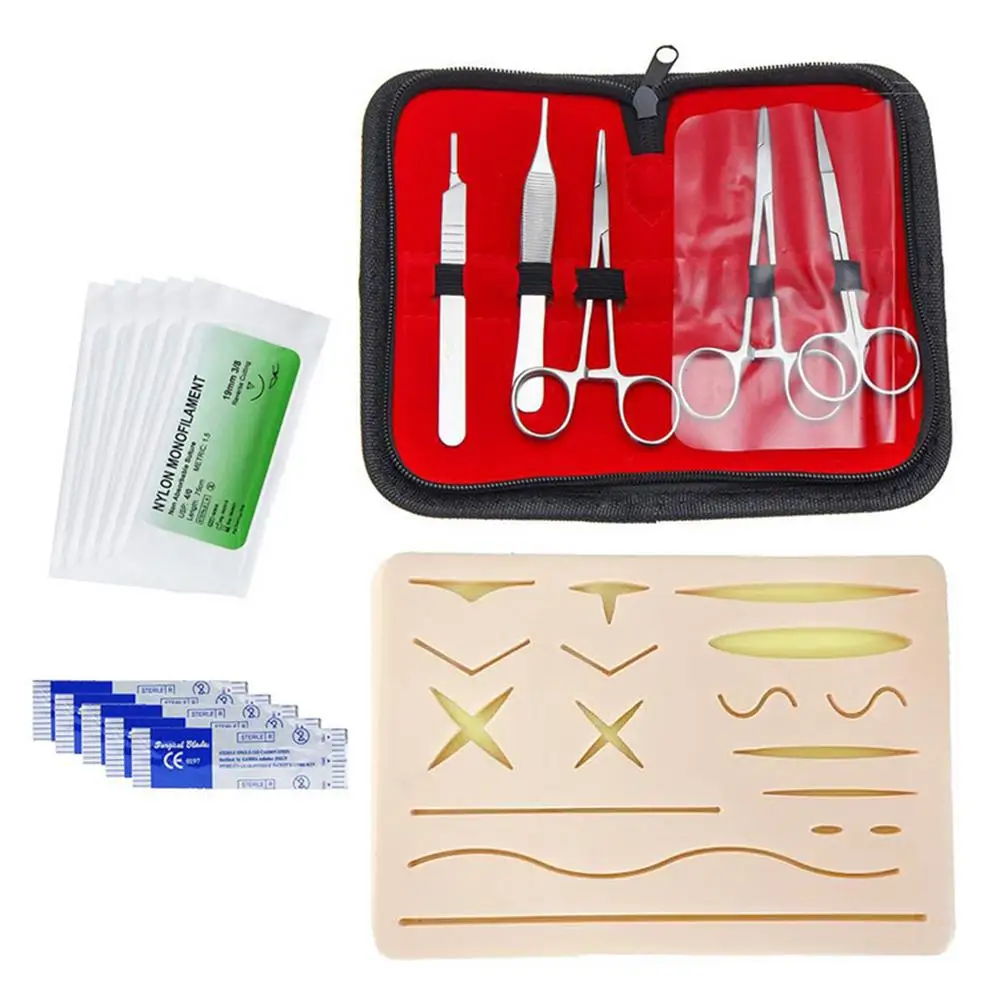 

Complete Surgical Suture Training Kit Skin Operate Suture Practice Model Training Pad Needle Scissor Tool Kit Teaching Equipment