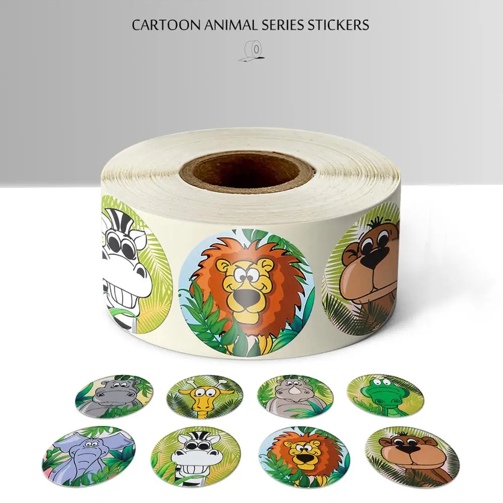 

Круглые милые животные из мультфильма "Зоопарк" 500, наклейки для скрапбукинга шт., для школьников, учителей, вознаграждение для детей наград, стикер для канцелярских товаров