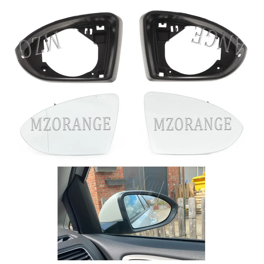Heated Mirror Glass for VW Golf 7 MK7 2013-2018 Rearview Mirror Cover Cap Side Mirror Glass Frame Wing Mirror Trim Shell Housing
