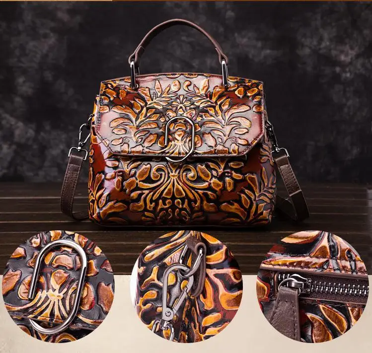 

Retro Luxury Handbags Women Bags Designer 2021 New Cowhide Handmade Embossing Genuine Leather Shoulder&crossbody Bags
