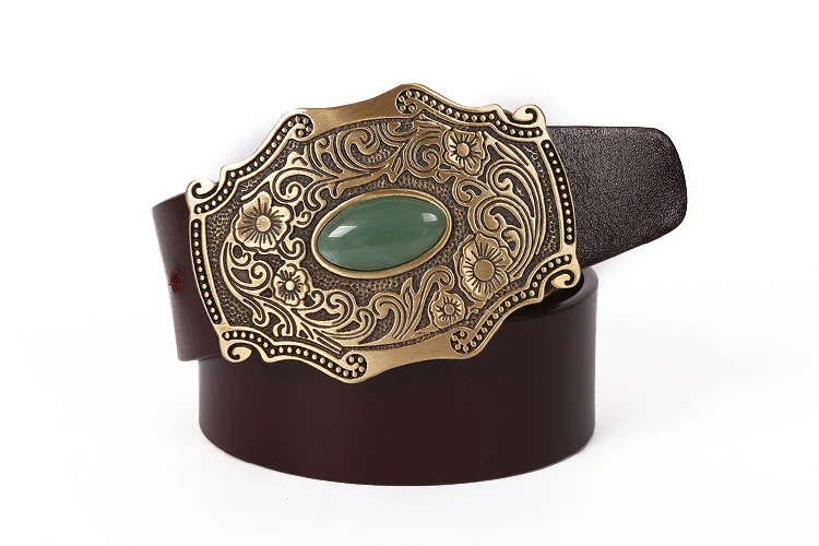 

Shipping,Top Brand Free new natural 100% cow jewel Copper buckle belt.genuine leather fashion rivet belts