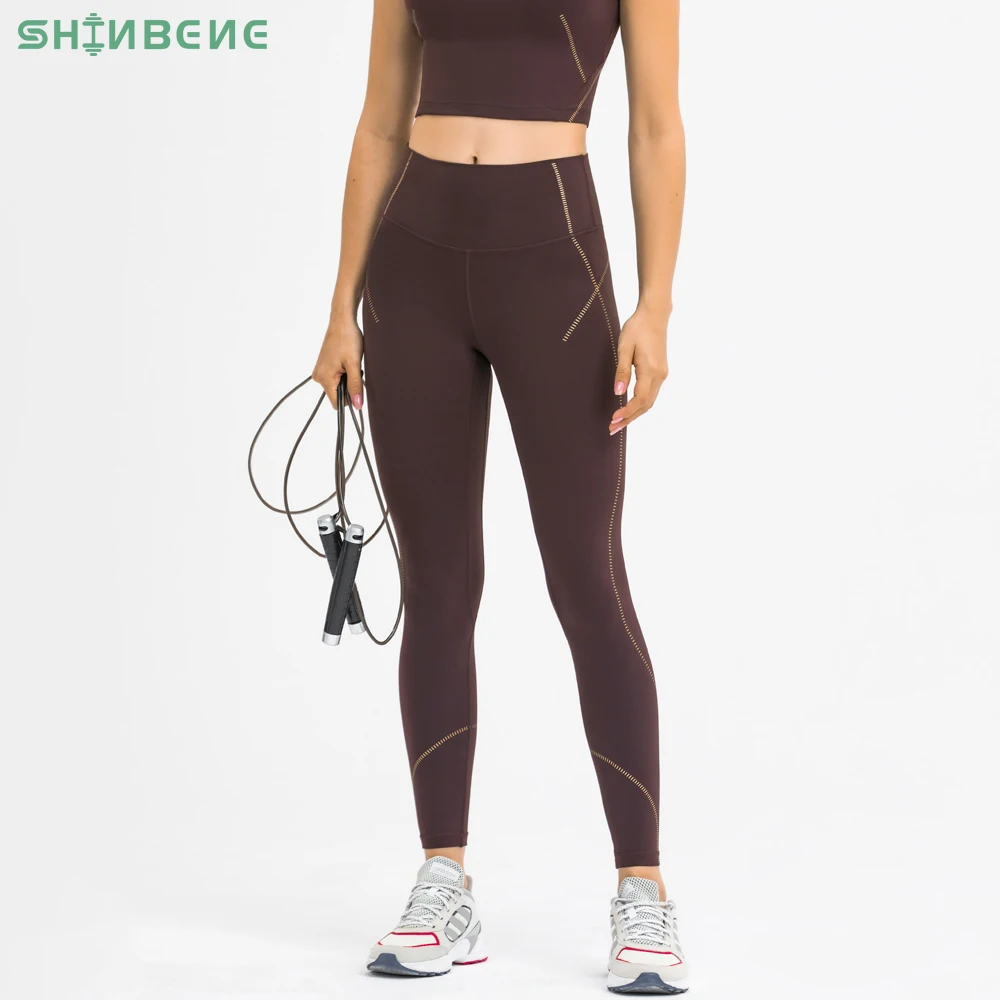 

SHINBENE 24" Four Ways Stretch Sport Fitness Legging Women Bare High Waist Plain Yoga Pants with Inside Waist Pocket