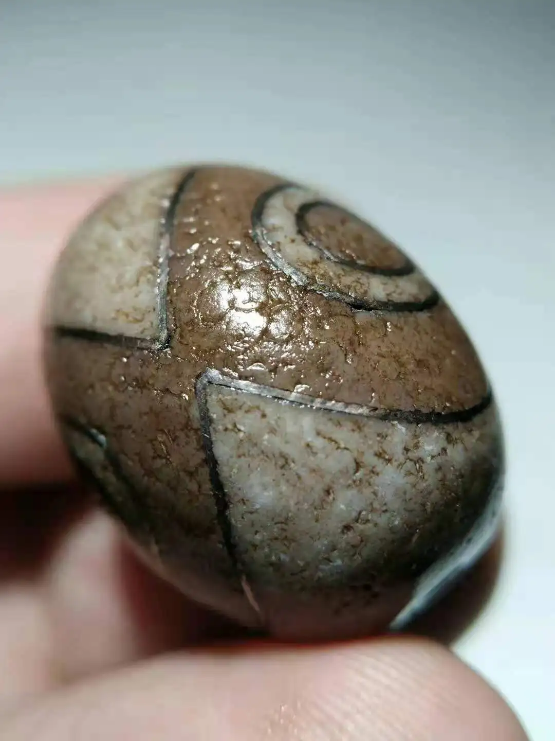 

Antique Collectibles Patina Natural Agate Dzi Beads Loose Jewelry Inlaid With Silver Wire Two Eyes Totem