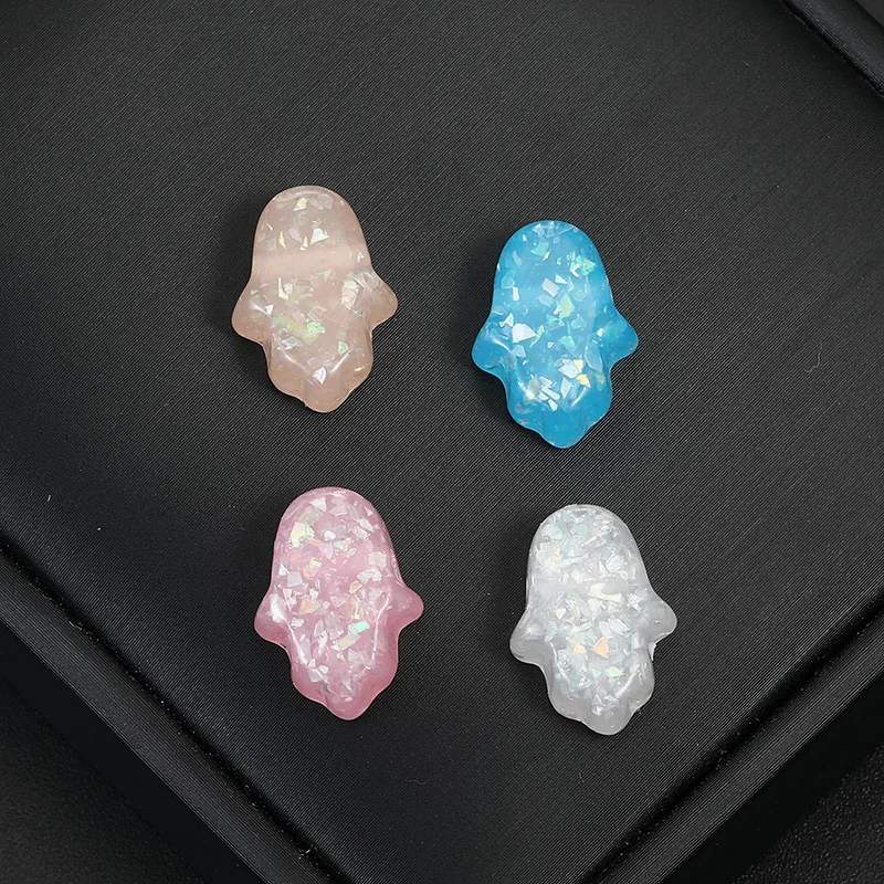 Подвески 10 шт./лот из смолы с голубым опалом и ладонью для изготовления ювелирных