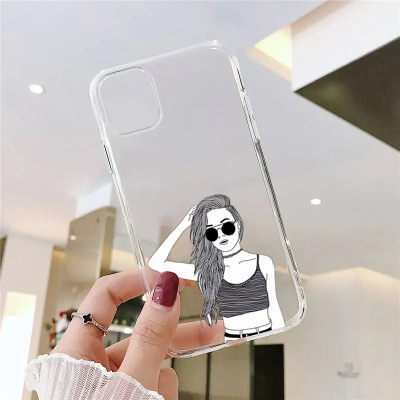 

Hand-painted art Phone Case Transparent for iPhone 11 12 mini pro XS MAX 8 7 6 6S Plus X 5S SE 2020 XR