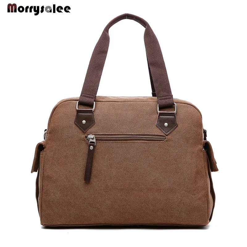 Холщовая деловая сумка для мужчин портфель на молнии однотонная дорожная