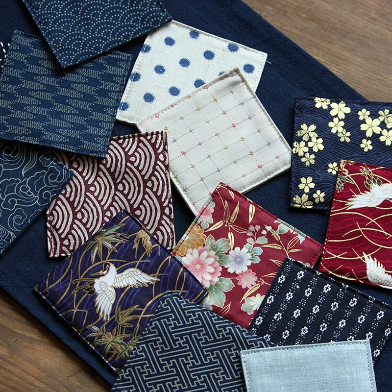 3PCS Chinese Style Cotton and Linen Embroidery Brocade Tea Coaster insulation Cup Cushion Placemat 9x9cm Home Decor - купить по