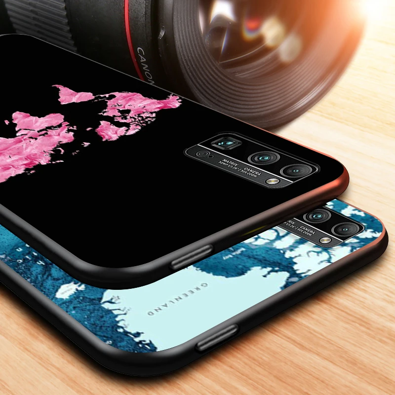 

Travel World Map for Honor V30 30 30S 30i View 20 20S 20i 20E V20 Lite Pro Plus Black Phone Case