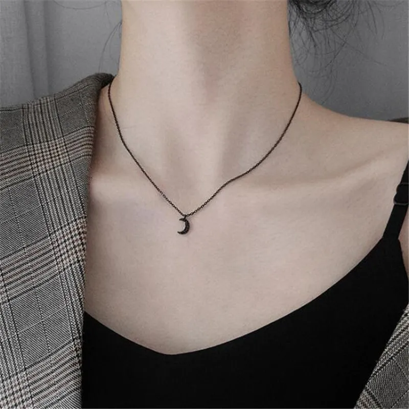 Charming Black Moon Choker Necklace for Women Sexy Girl Pendant Necklace Female Jewelry Accessories