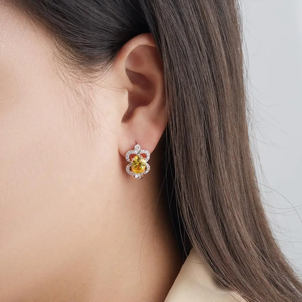 

INALIS Cute Flower Earrings For Women Fashion Dazzling 5A Cubic Zirconia Rose Gold Stud Earring Female Jewelry Gift New Arrival