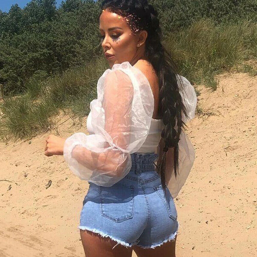 Сексуальные женские укороченные топы хлопковые сетчатые майки с длинным рукавом