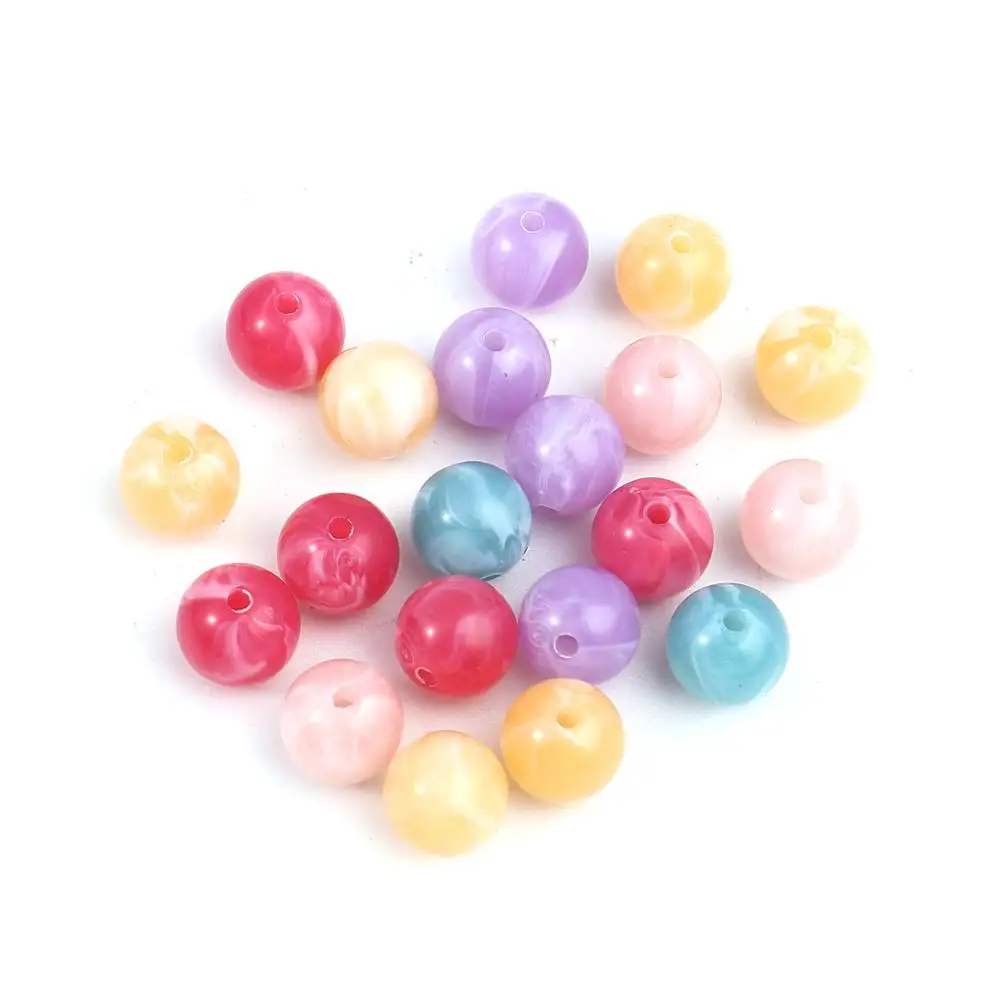 

DoreenBeads 10mm Acrylic Spacer Beads Round At Random Texture Pattern Loose Beads DIY Making Bracelets Women Jewelry Gifts,50PCs