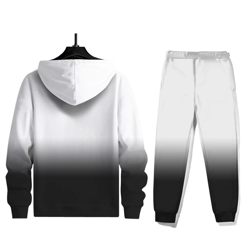 

2021 spring and autumn sports hoodie 2-piece set Harajuku 3D gradient multicolor printing casual sportswear S-5XL large size