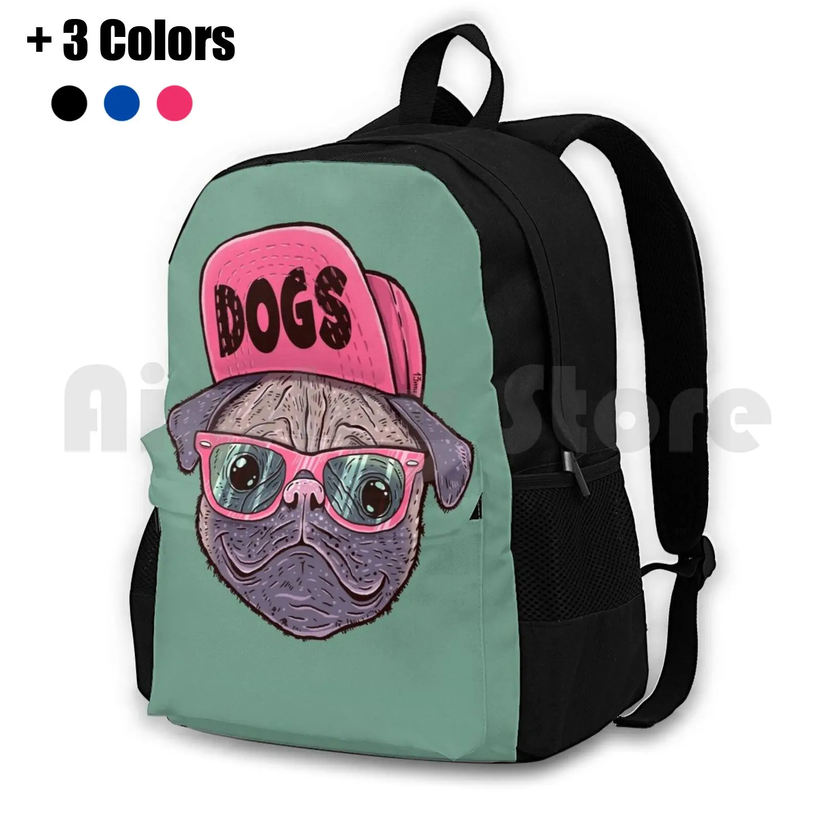 

Dogs Outdoor Hiking Backpack Riding Climbing Sports Bag Mops Dog Animal Animals Dogs Pug Pugs Stars Swag 13Mu Cap Glasses