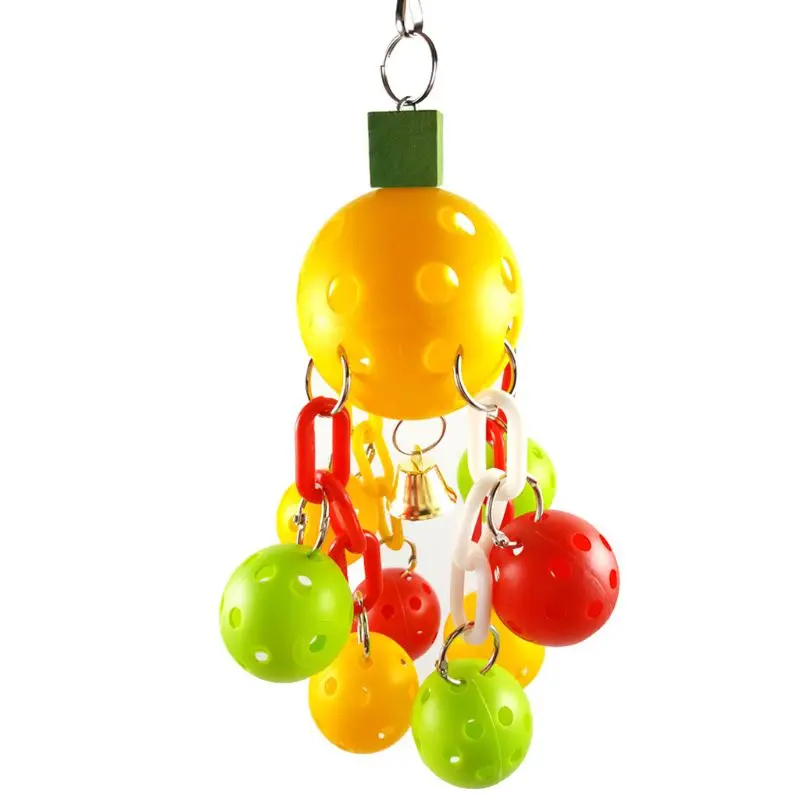 

Hanging Bird Parrot Chewing Bite Toys with Bell Cage Decoration Ball Link Swing
