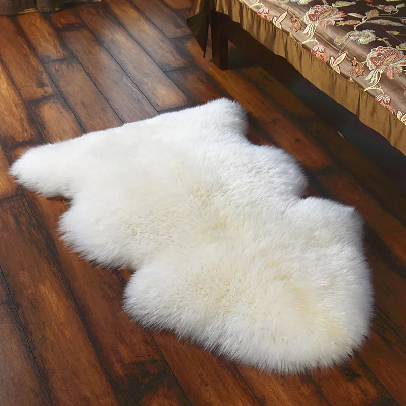 

Soft Fluffy Faux Wool Fur Carpet Irregular Beside Bed Rug Mat Chair Seat Cover Sofa Cushion for Living Room and Bedroom