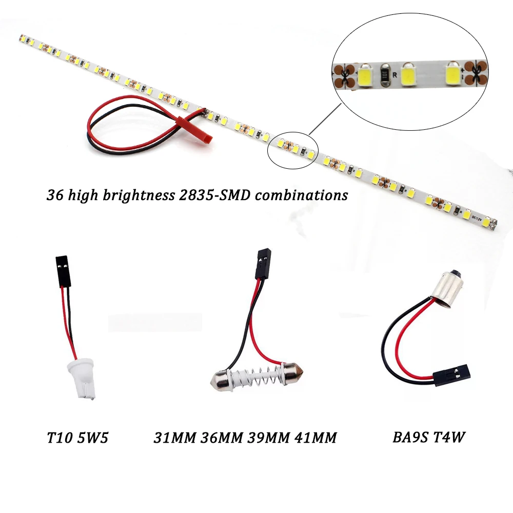 KAMMURI 36-SMD-2835 T10 W5W 12V Светодиодный свет полосы для багажника автомобиля грузового пространства или внутреннего освещения 6000 K xennon Блан/синий/голубой лед