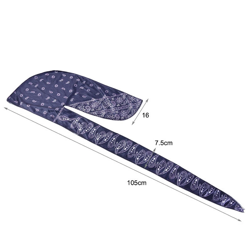 

Fashion Men Silk Headwrap Durag Paisley Printing Silky Durags Bandanas for Men Long Straps Headwear Head Scarf Wave Cap