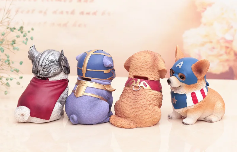 

Creative Funny Dog Piggy Bank Piggy Bank Hero Cool Cool Dog Home Toy Decoration Resin Model