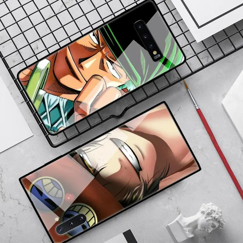

Tempered Glass Case for Samsung Galaxy S10e S10 S8 S9 Plus Note 9 10 5G A51 A71 Phone Cover Anime One Piece Luffy Zoro Coque