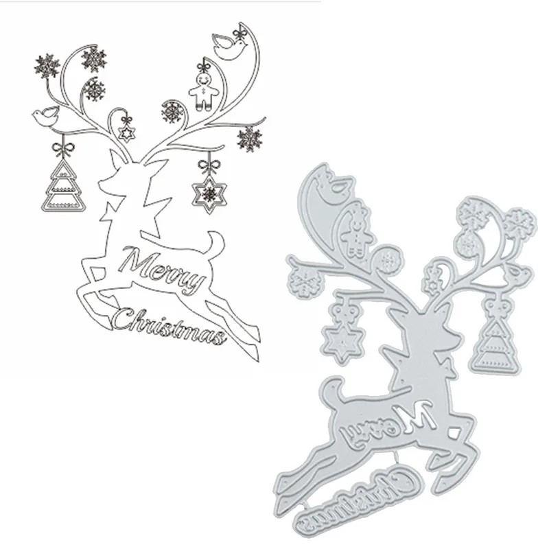 Зимняя Снежинка Олень Рождество Металл резки штампы для скрапбукинга карты