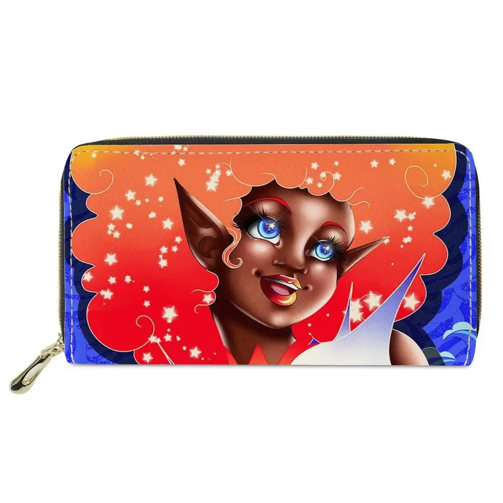 HYCOOL Fashionable Wallets For Women Luxury American Afro Girl Print Purses For Girls Pu Leather Luxury Money Bag For Women
