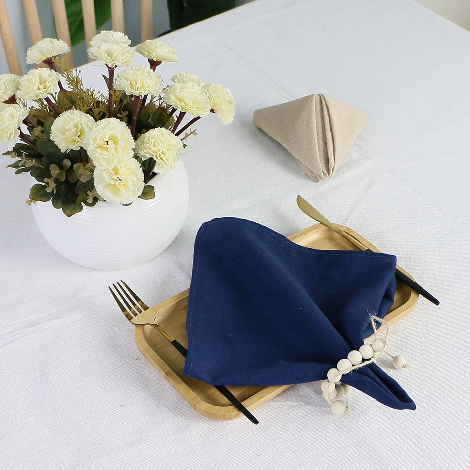 

30x45CM Cloth Napkins with Hemmed Edges Soft Polyester Blend Fabric Reusable Table Mat for Kitchen Dining Wedding Decoration