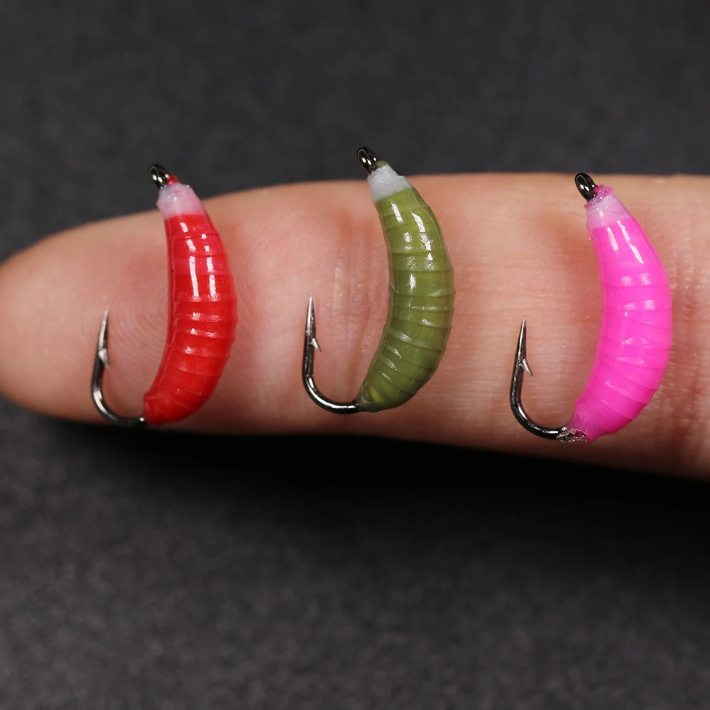 Wifreo 3PCS #8 #10 Caddis Larvae Imitation Nymph Scud Bug Worm Flies Trout Fishing Fly Lure Artificial Insect Bait Pink Red - купить по
