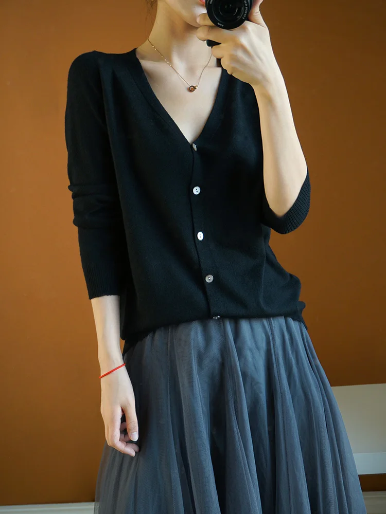 Осенний вязаный кардиган для женщин из овечьей шерсти с 2019 новый свитер длинные