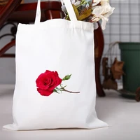 red rose canvas bags customizable logo bag womens handbag shopper luxury brands designer handbags reusable large printed 2022