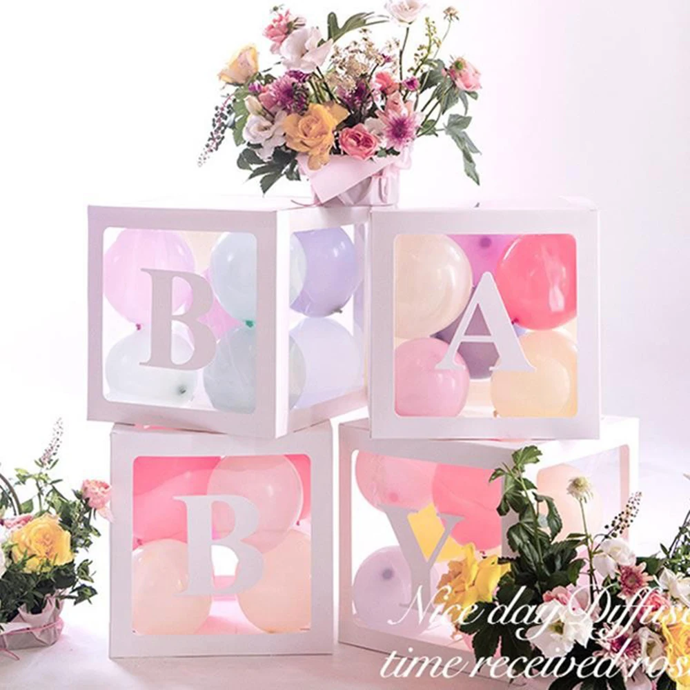 4 шт./компл. DIY прозрачная коробка латексные воздушные шары Детские/любовные блоки