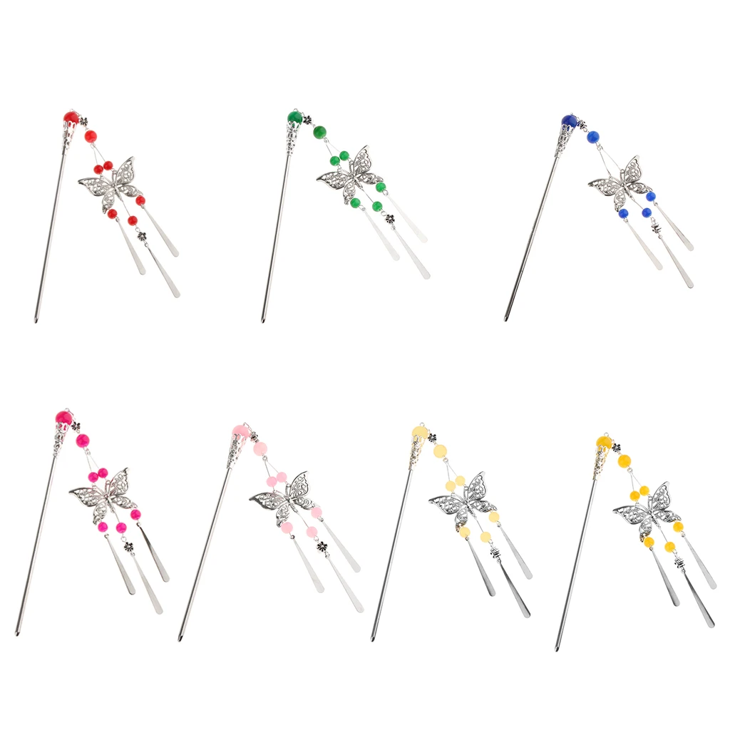 

Women's Butterfly Design Hair Stick with Beads Tassels Bridal Hair Accessories
