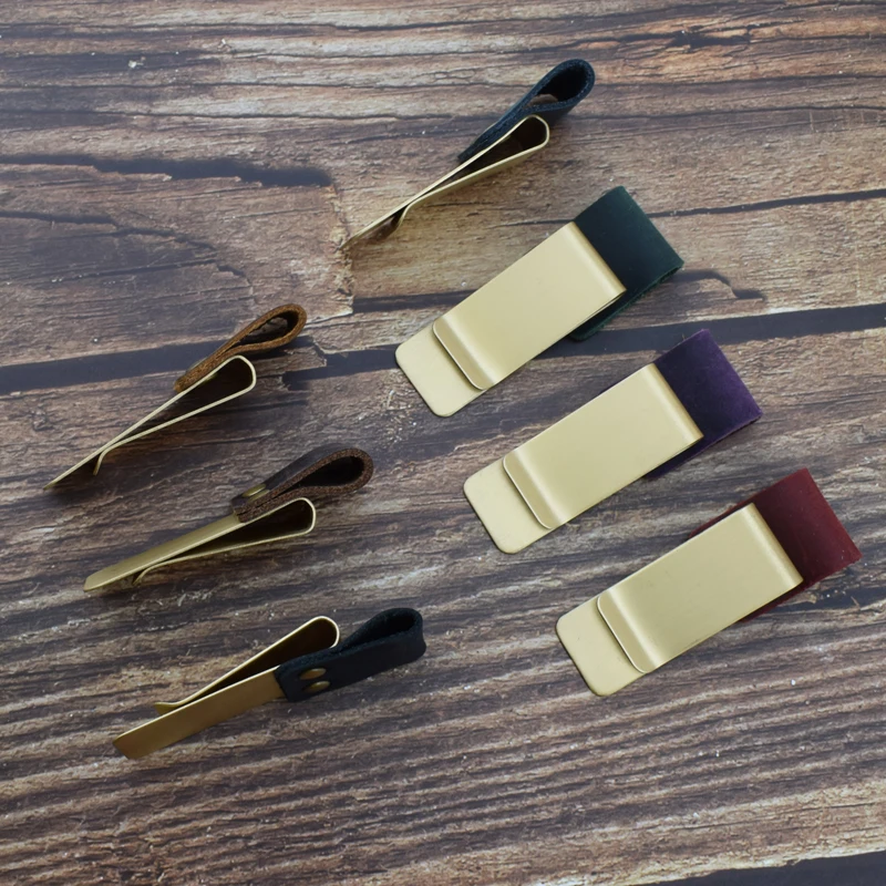 Многофункциональные Ретро латунные металлические зажимы закладки с кожаным