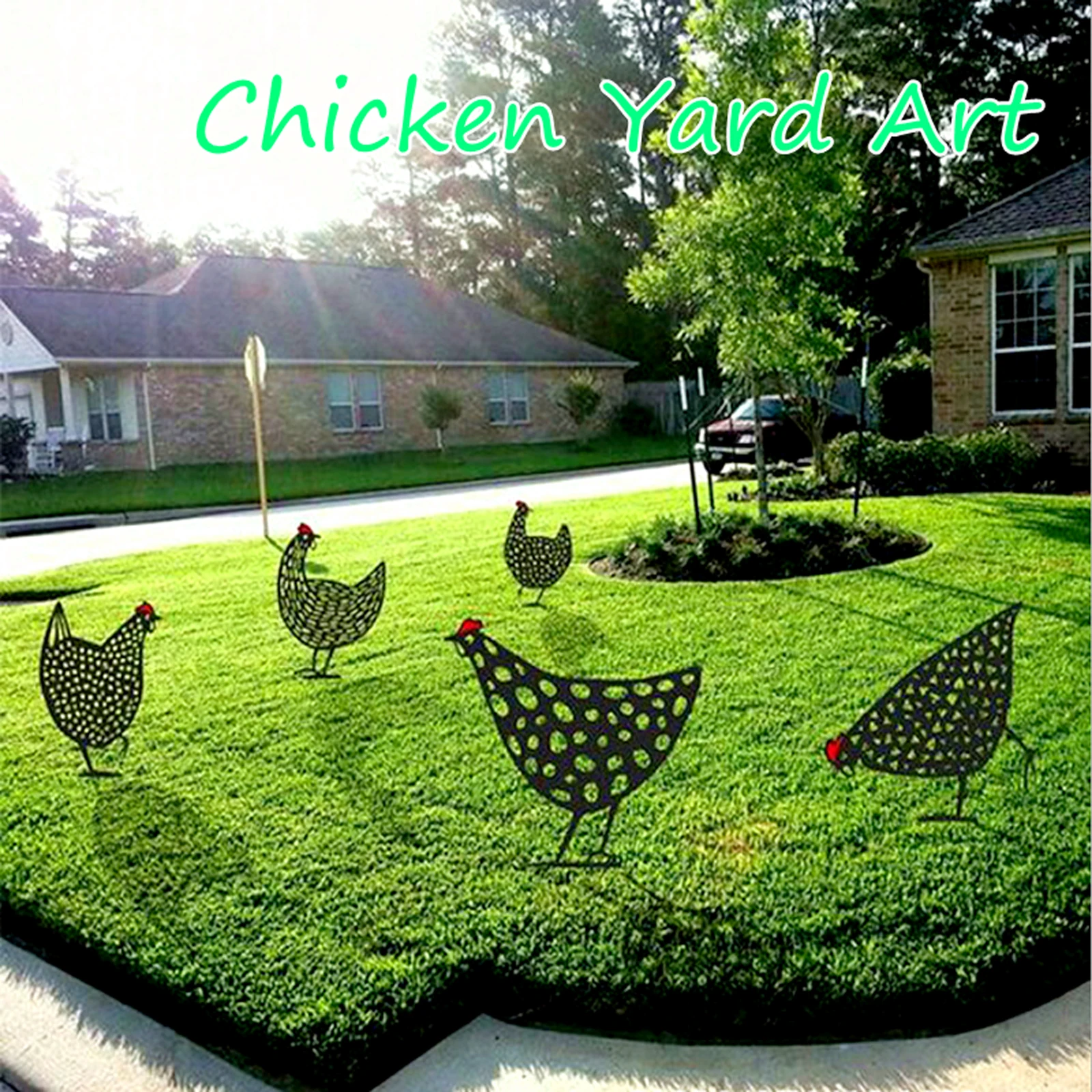 

Статуэтка садовая из акрила, художественная Пасхальная Статуэтка курицы, курицы, цыпленка, декор с подставкой, уличное украшение для газона