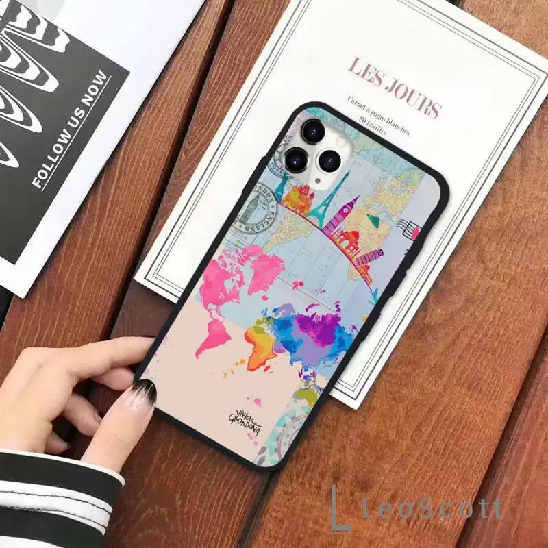 

World Map Travel Phone Case for iPhone 11 12 pro XS MAX 8 7 6 6S Plus X 5S SE 2020 XR Soft silicone