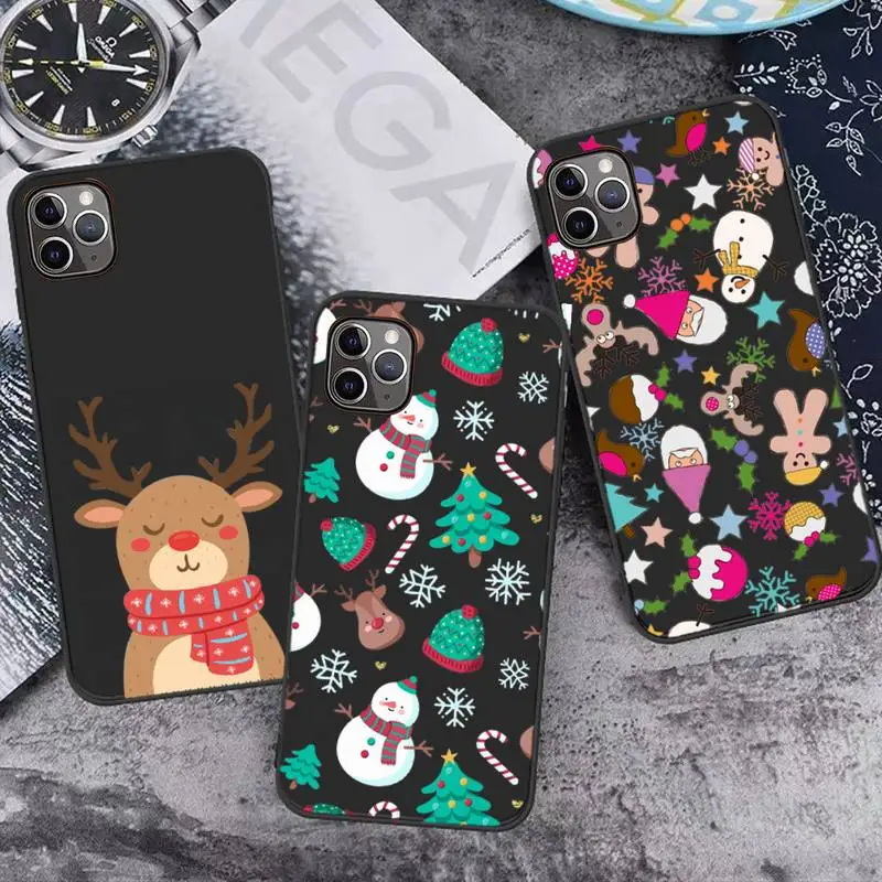 

Merry Christmas snowman pattern Phone Case Candy Color for iPhone 6 7 8 11 12 s mini pro X XS XR MAX Plus