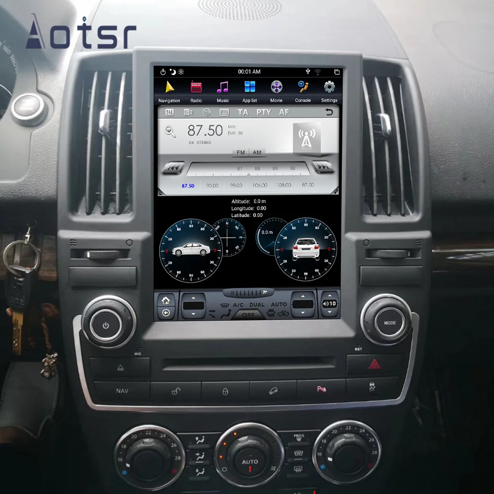 Автомобильный плеер AOTSR Tesla Style Android 8 PX6 для Land Rover Freelander 2 2007 2015 автомобильный GPS