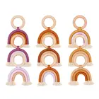 Радужные игрушки для прорезывания зубов безопасные органические деревянные кольца детские деревянные Прорезыватели игрушки для кормления
