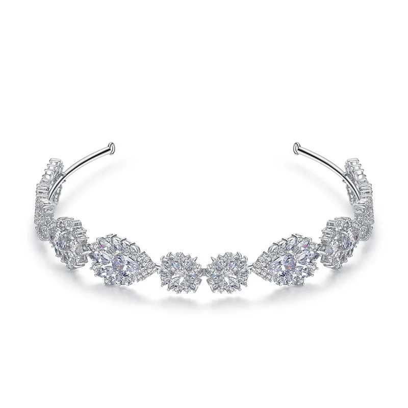 SLBRIDAL медная свадебная тиара с кубическим цирконием головная повязка королева