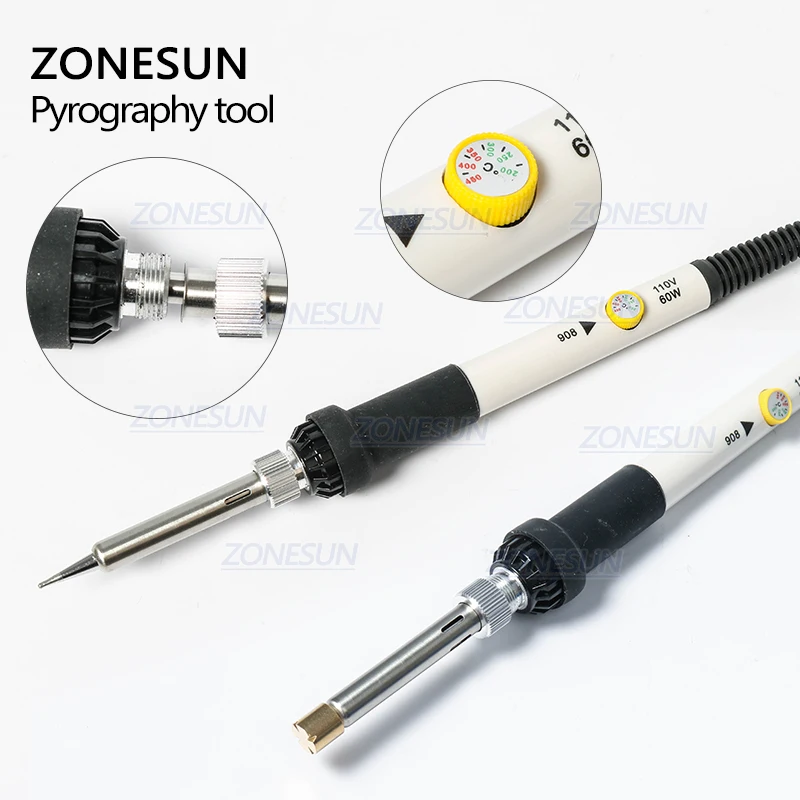ZONESUN Hot Foil Stamping Soldering Iron Carving Pyrography Tool Wood Embossing Burning Pen Set Welding Tips Kit | Инструменты