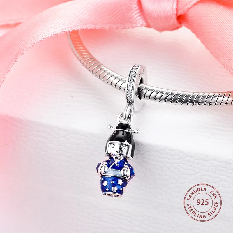 2020 Spring Fit Original Pandora Charms Bracelet 925 Sterling Silver Japanese Doll in Blue Kimono Beads for Women Jewelry Making | Украшения