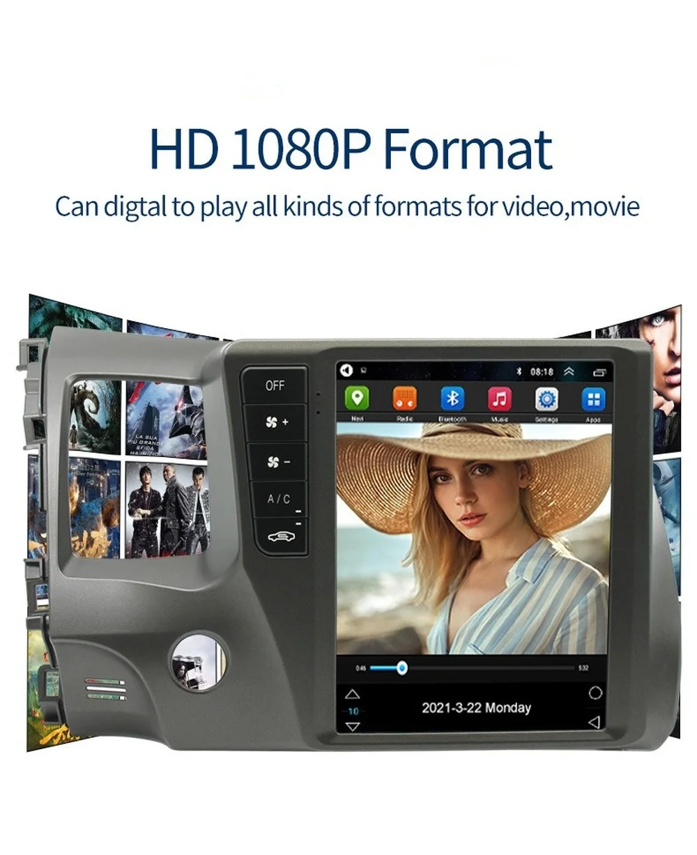 Автомобильный GPS-навигатор на Android в стиле Tesla для HONDA CIVIC 2006-2011 с