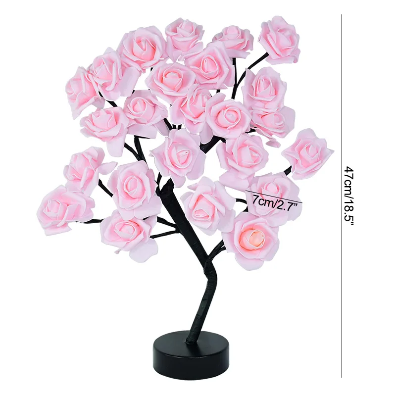 

Glowing Artificial Rose Flowers Tree USB Battery Powered LED Light Table Decoration Wedding Christmas Party Home Decor Supplies