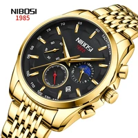 nibosi mens casual sports watch top luxury brand mens watches waterproof luminous 24 hours moon phase stainless steel watch