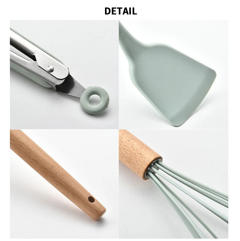 1 шт. синяя силиконовая лопата с деревянной ручкой высокотемпературная