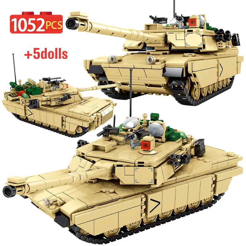 1052 шт. городской военный M1A2 Abrams модель танка строительные блоки Вторая мировая