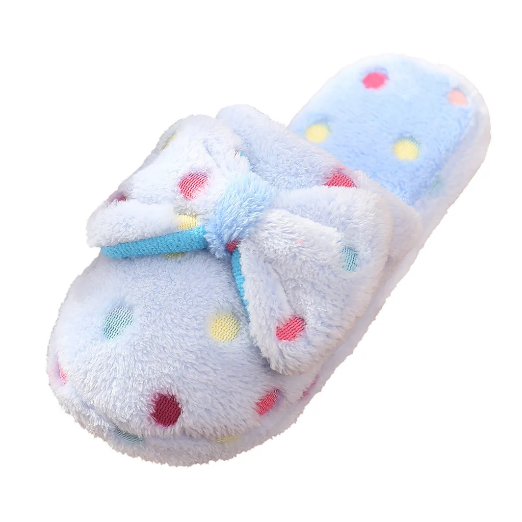 Женские тапочки с бантом новые хлопковые Милая зимняя теплая Домашняя обувь для